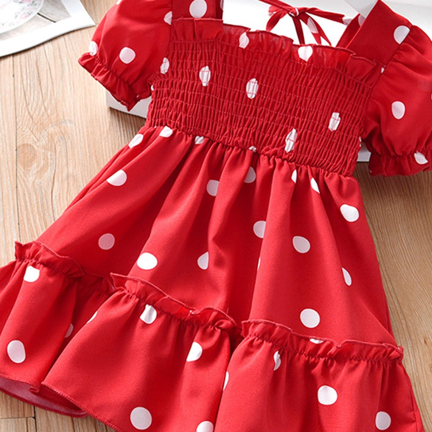 Baby & Toddler Girl Cotton Polka Dot Dress Short Sleeve Ruffled Hem Summer Dress