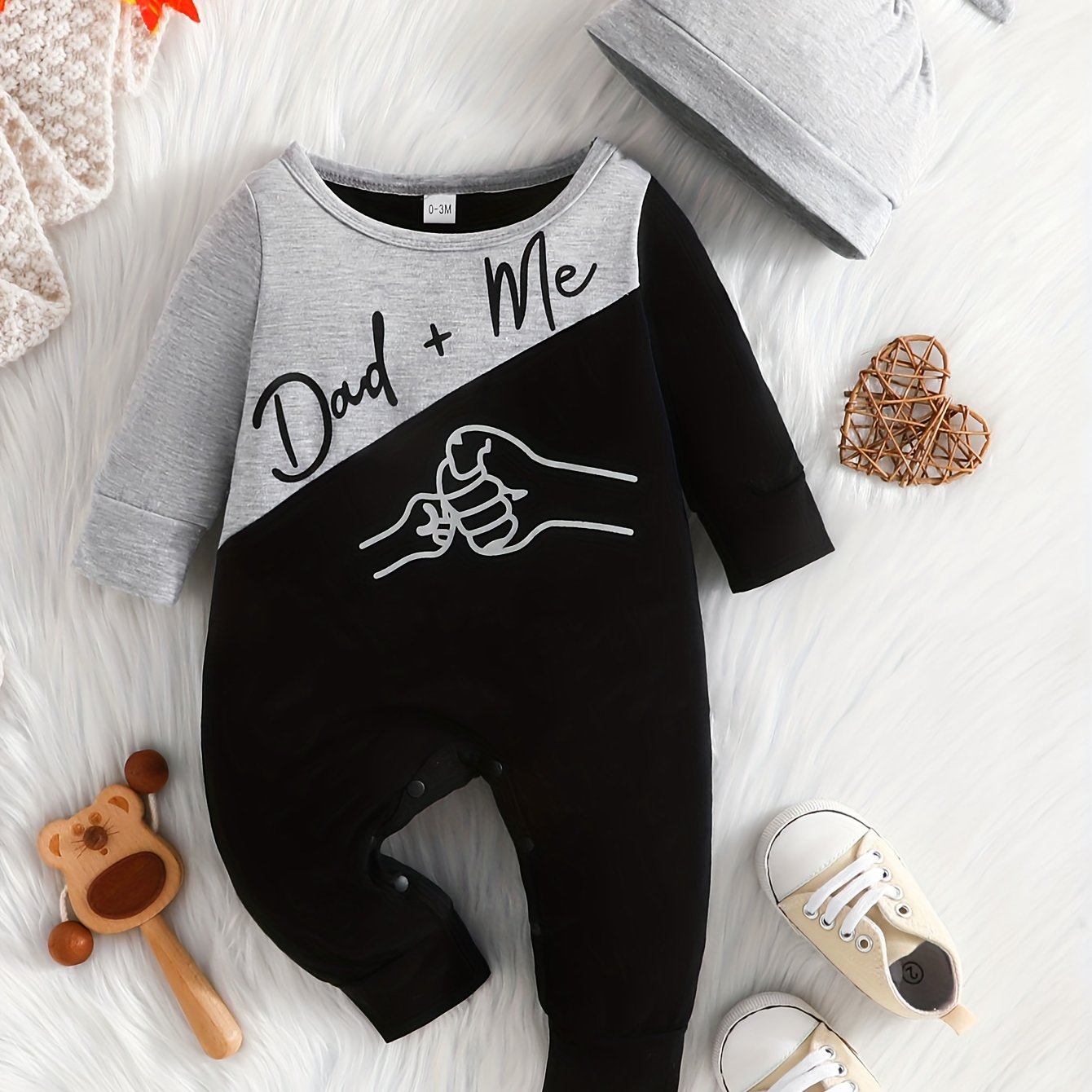 Baby Boy Color Block Hoodie & Trousers Set Daddy & Me Print