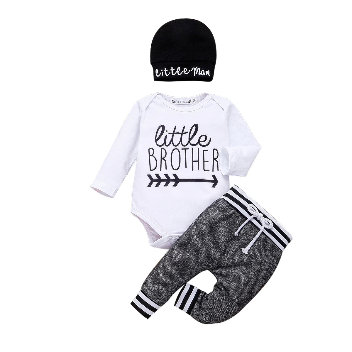 Baby Boy Clothes 0-18M Cotton Romper + Pants + Hat 3PCS Infant Outfit