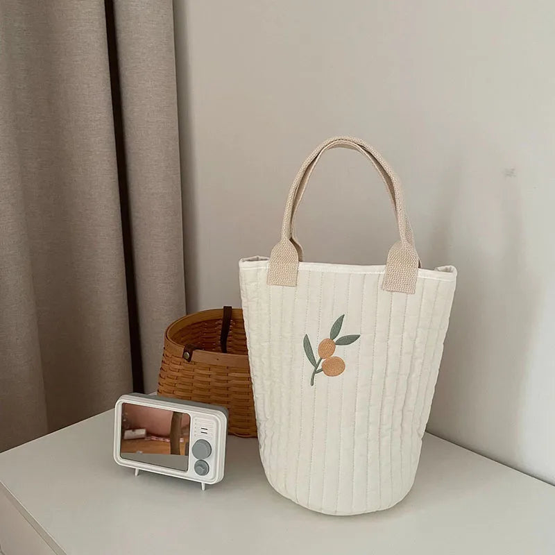 Boutique Baby Diaper Bag Bear Embroidery Cotton Mommy Bag