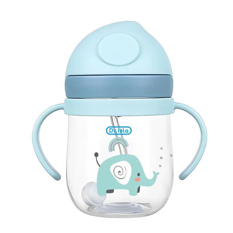 250ml Baby Feeding Cup with Straw Animal Design Kids Training Bottle BPA Free