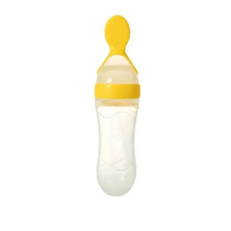 Mushy Food Feeder Spoon Press-Type Baby Puree & Juice Feeding Bottle Spoon Infant Nipple Utensils