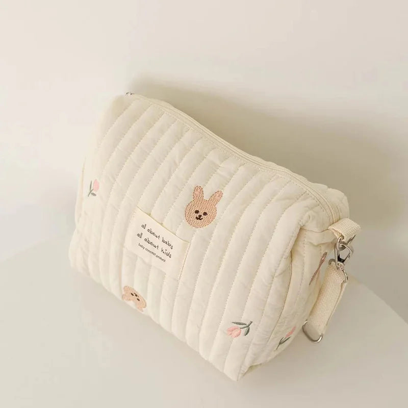 New Mommy Diaper Bag Cute Embroidery Zipper Travel Stroller Bag