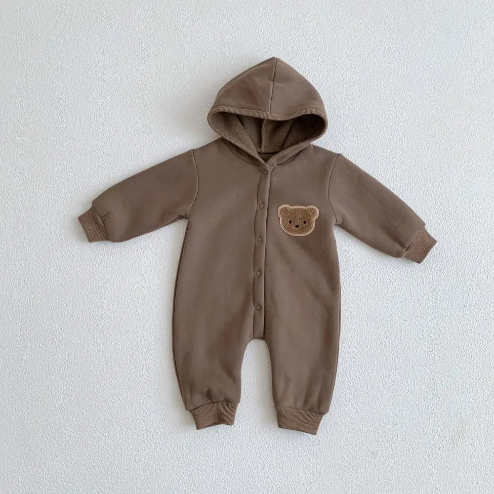 Winter Baby Romper Boys Girls Cotton Cartoon Bear Bodysuit 0-24M