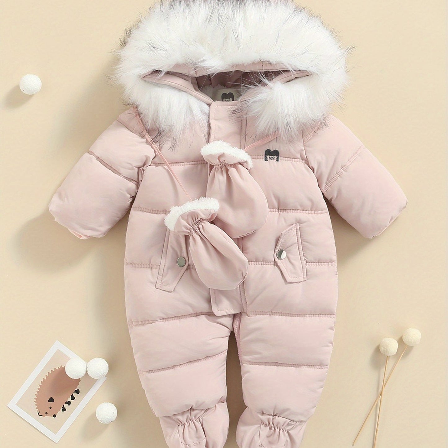Baby Winter Snowsuit Hooded Puffer Romper Warm Footie Jacket