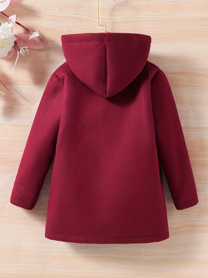Baby Girl Hooded Coat Floral Print Button Design Autumn Winter