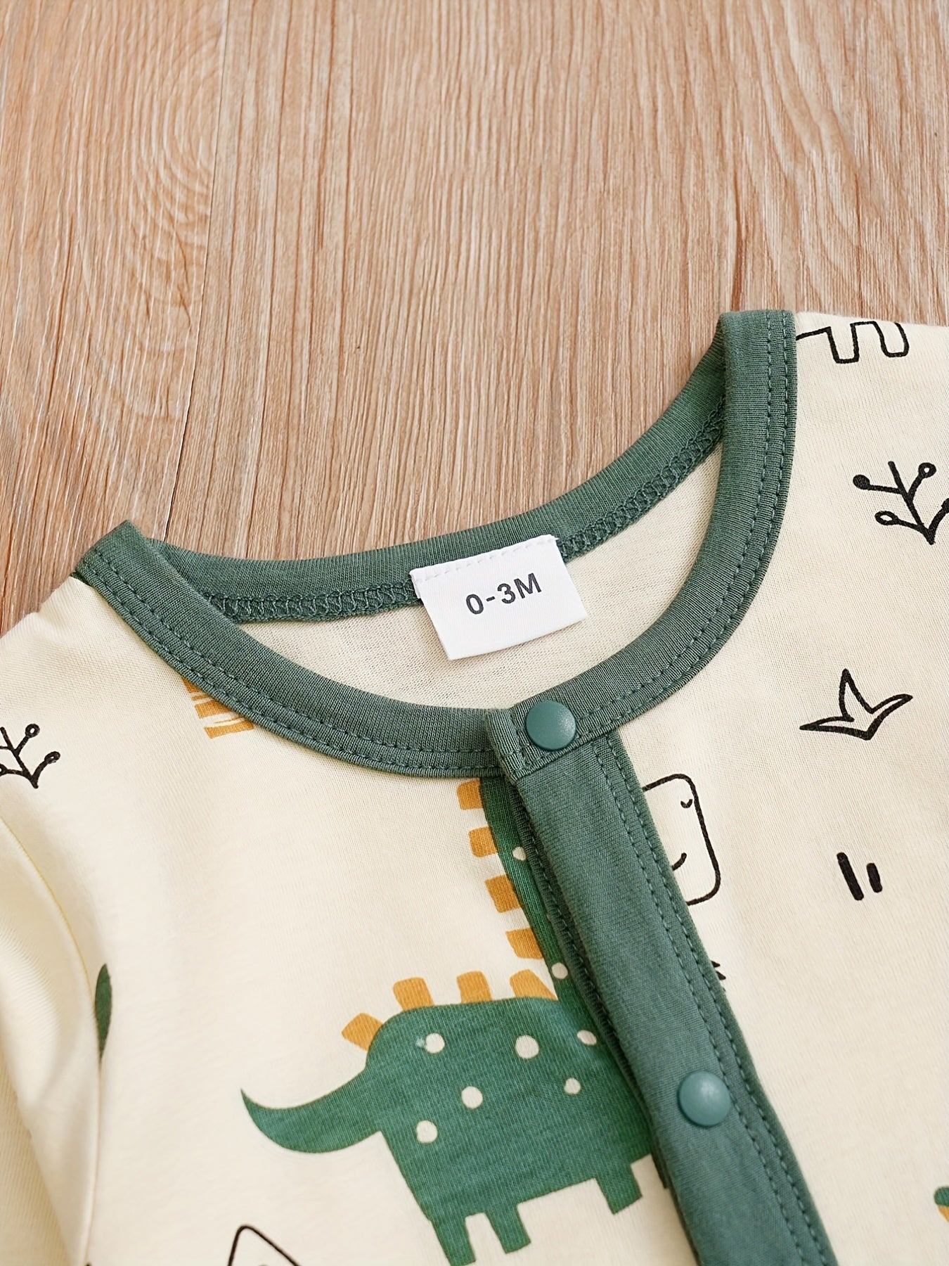 Baby Cotton Long Sleeve Bodysuit Cartoon Dinosaur Print
