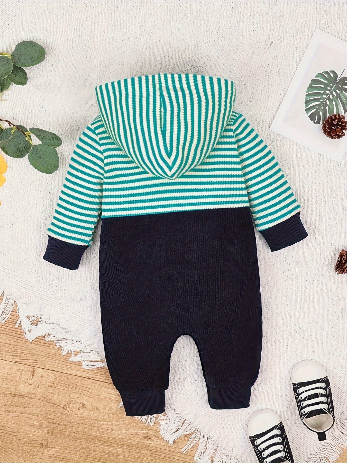 Baby Ribbed Hoodie Romper Long Sleeve Soft Fall Winter Outfit