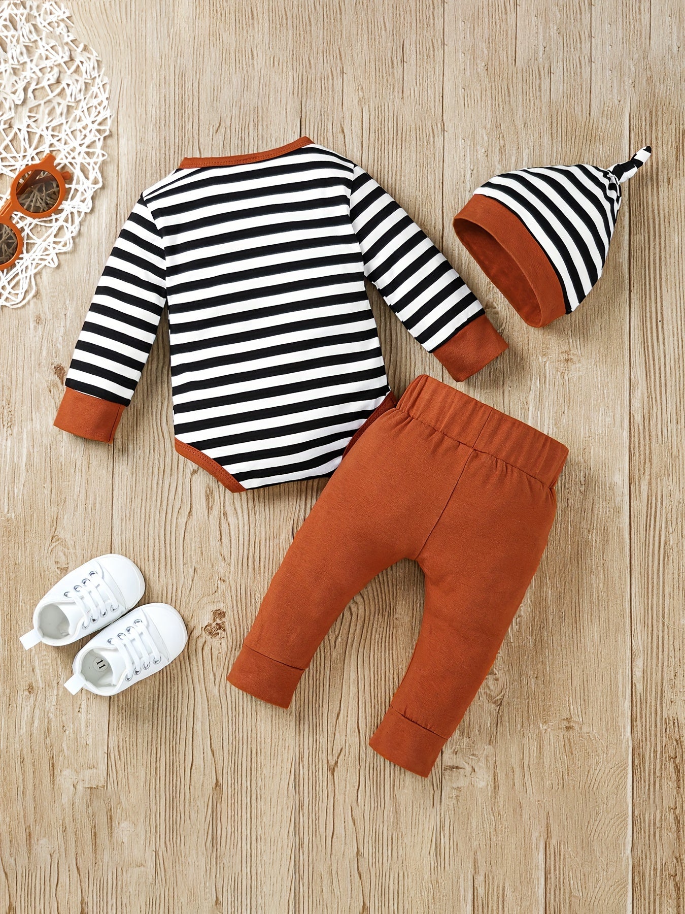 Baby Christmas Two-Piece Outfit Bow Snowflake Plaid Dress with Headscarf