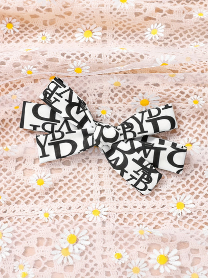 Baby Girl Summer Dress Short Sleeve Pleated Skirt with Headband Black & White Letter Print