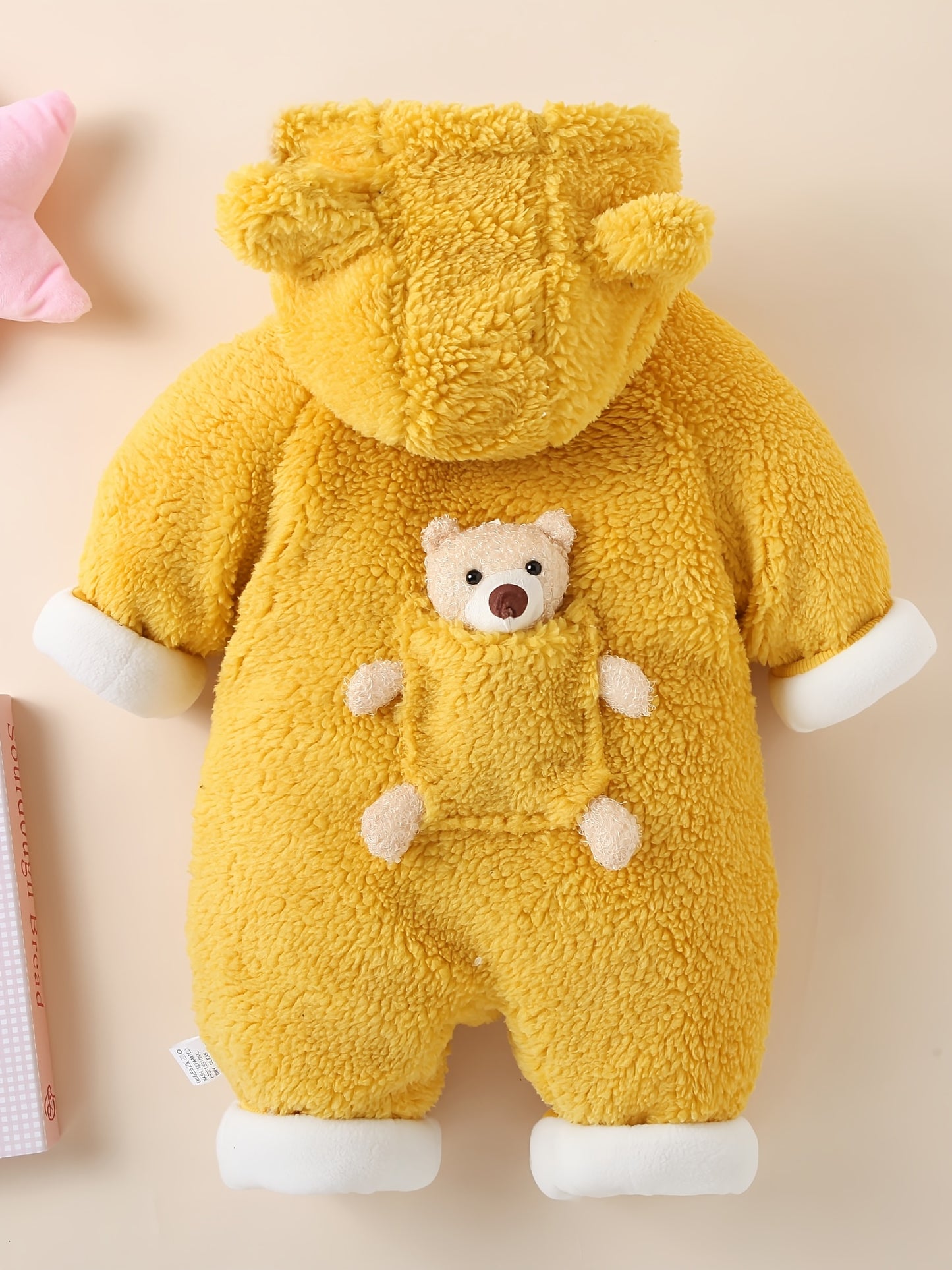 Baby Winter Hooded Jumpsuit Bear Decor Newborn Warm Clothes for Boys & Girls