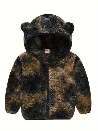 Hooded Plush Coat for Baby Boys