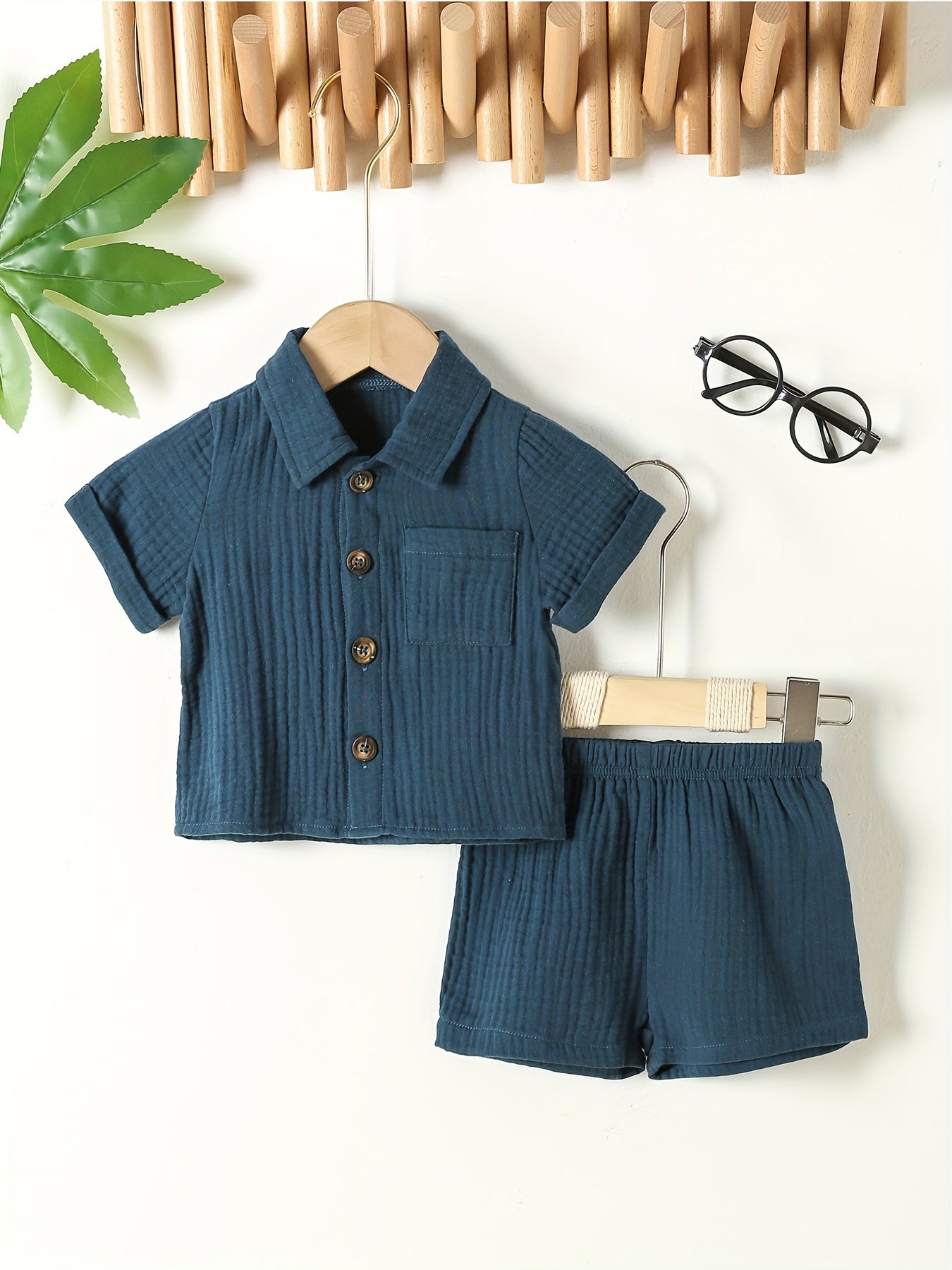 Baby Short Sleeve Cotton Muslin Outfit Comfy Summer Shorts Set