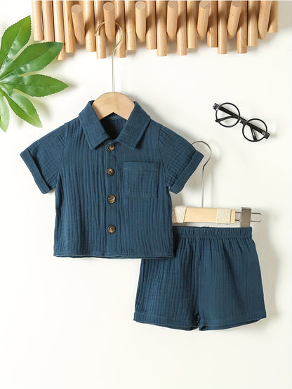 Baby Short Sleeve Cotton Muslin Outfit Comfy Summer Shorts Set
