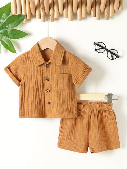 Baby Short Sleeve Cotton Muslin Outfit Comfy Summer Shorts Set