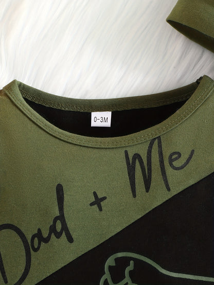 Baby Boy Color Block Hoodie & Trousers Set Daddy & Me Print