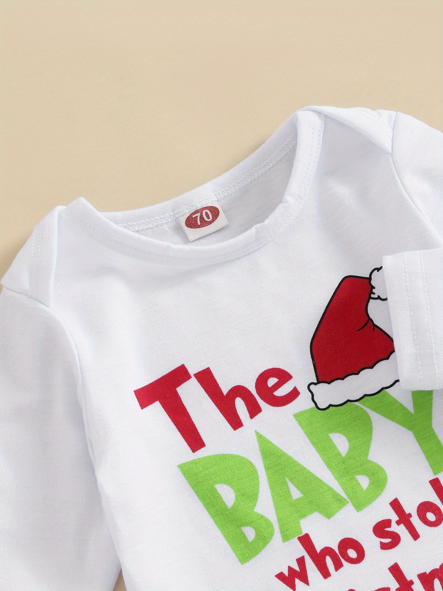 Infant Baby Christmas Outfit Letter Print Romper with Plush Furry Suspender Pants