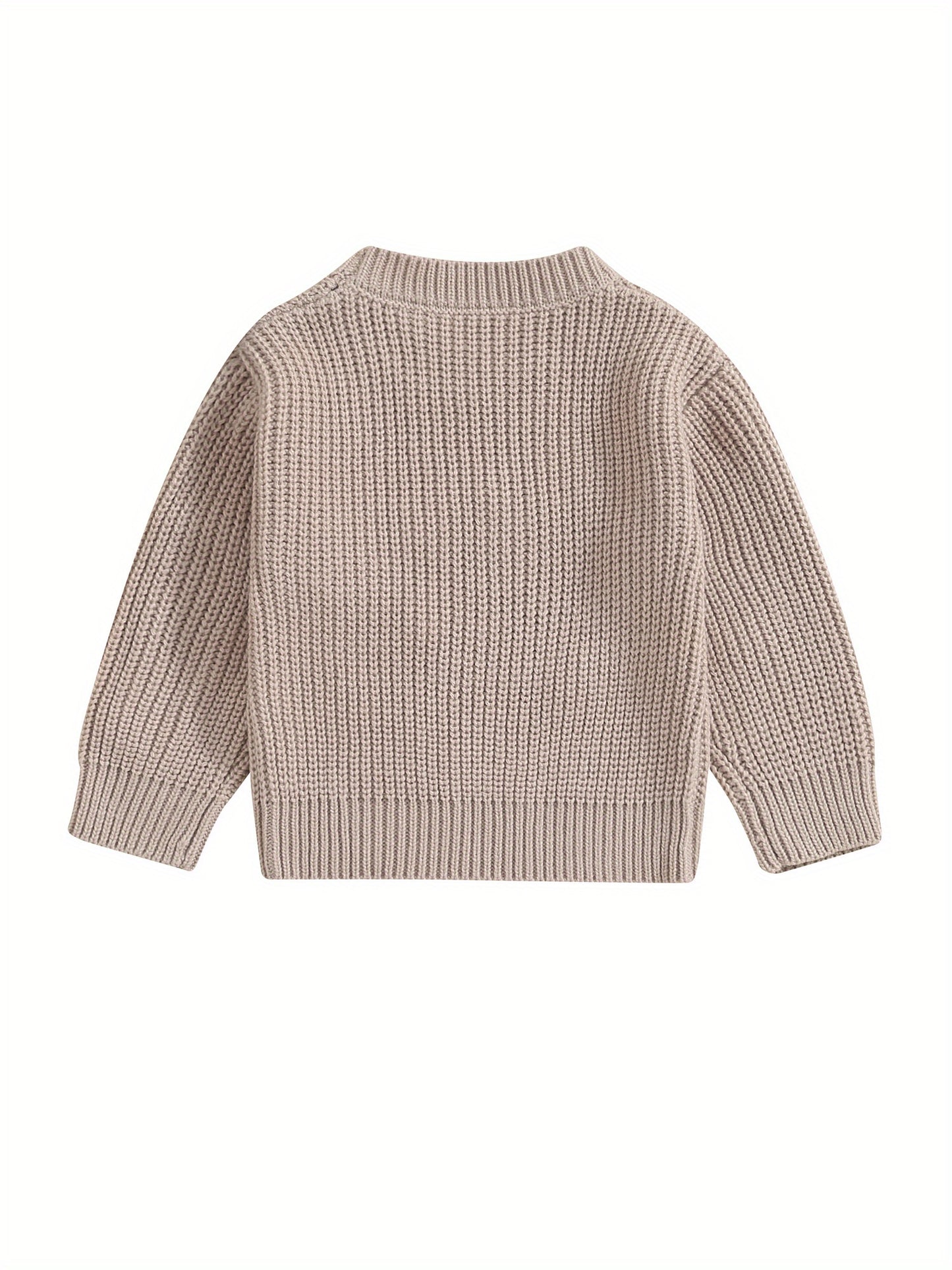 Baby Girls Autumn Winter Knit Sweater Floral Letter Embroidery Pullover