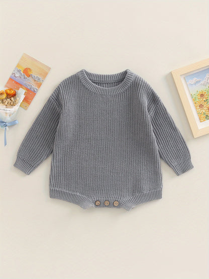 0-2 Years Baby Cotton Sweater Romper Soft Knitted Long Sleeve Bodysuit