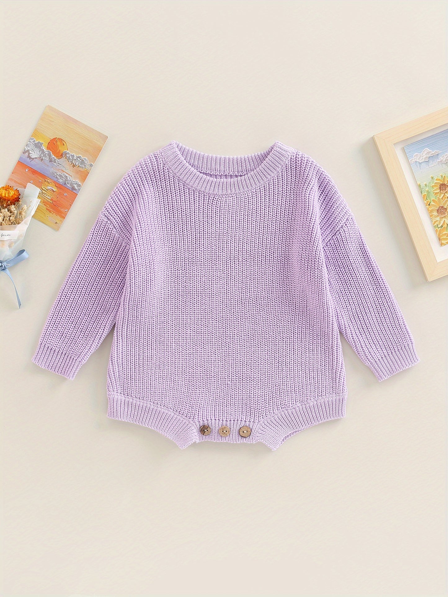 0-2 Years Baby Cotton Sweater Romper Soft Knitted Long Sleeve Bodysuit
