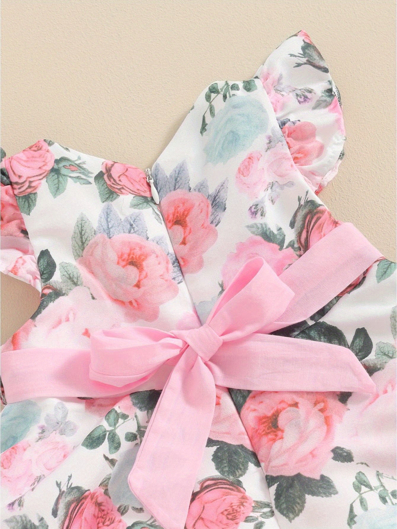 Baby Girls Princess Tutu Dress Lace Patchwork Flying Sleeve Bowknot Floral Print Summer Wedding Birthday Outfit