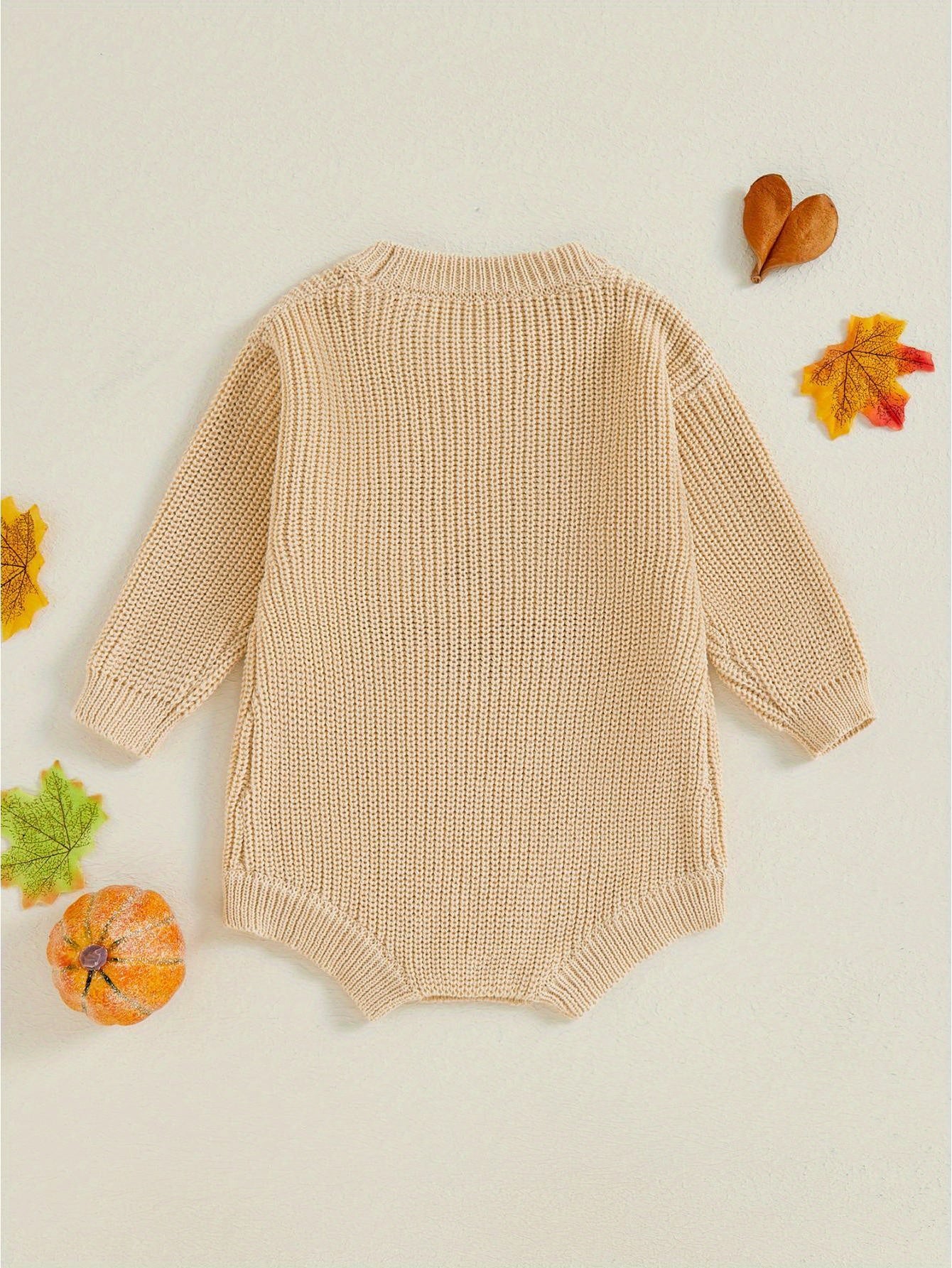 Baby Halloween Sweater Romper Pumpkin Embroidery Knit Jumpsuit