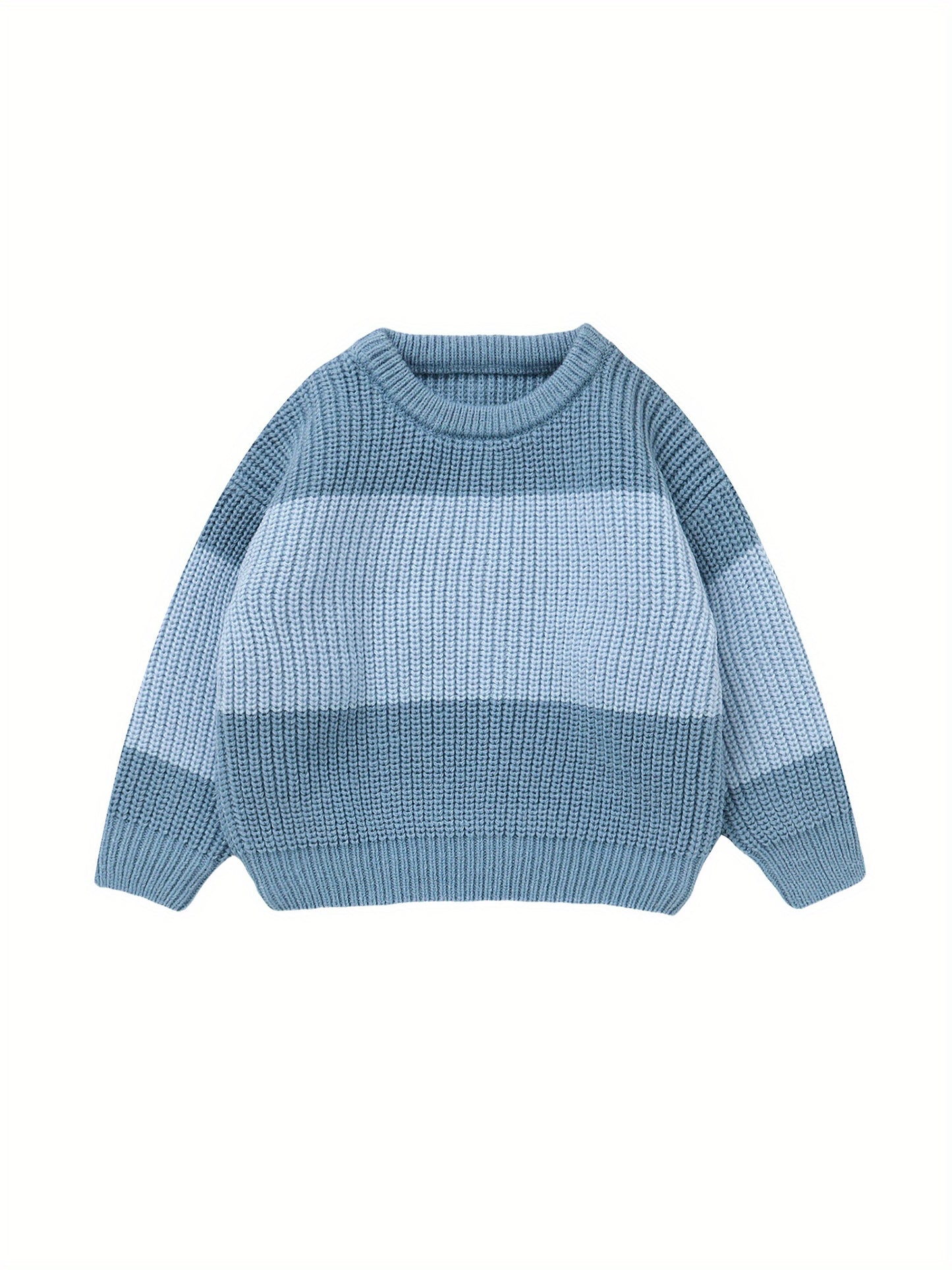 Baby Knit Sweater Long Sleeve Striped Contrast Color Pullover