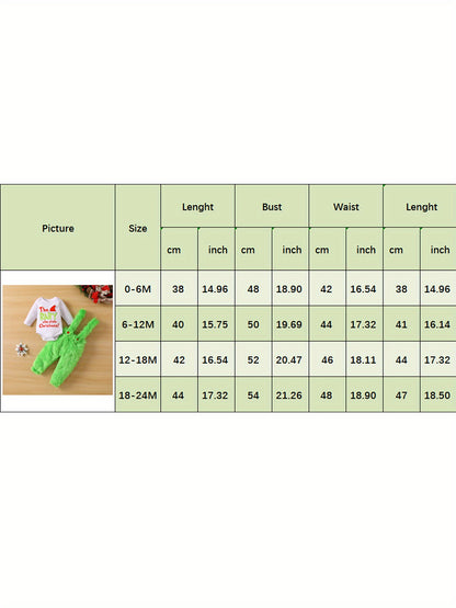 Infant Baby Christmas Outfit Letter Print Romper with Plush Furry Suspender Pants