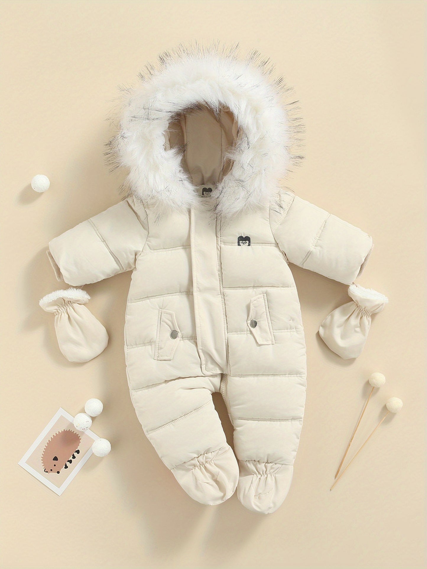 Baby Winter Snowsuit Hooded Puffer Romper Warm Footie Jacket