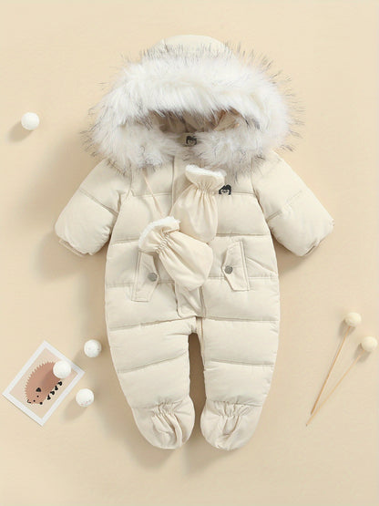 Baby Winter Snowsuit Hooded Puffer Romper Warm Footie Jacket