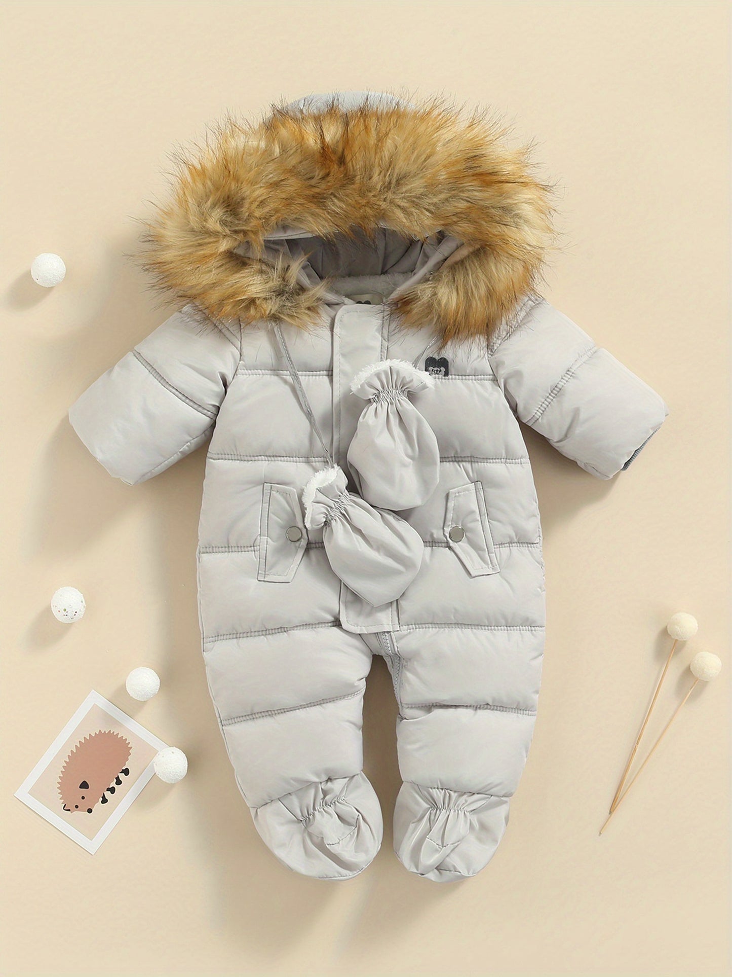 Baby Winter Snowsuit Hooded Puffer Romper Warm Footie Jacket