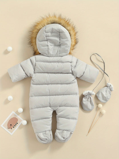 Baby Winter Snowsuit Hooded Puffer Romper Warm Footie Jacket