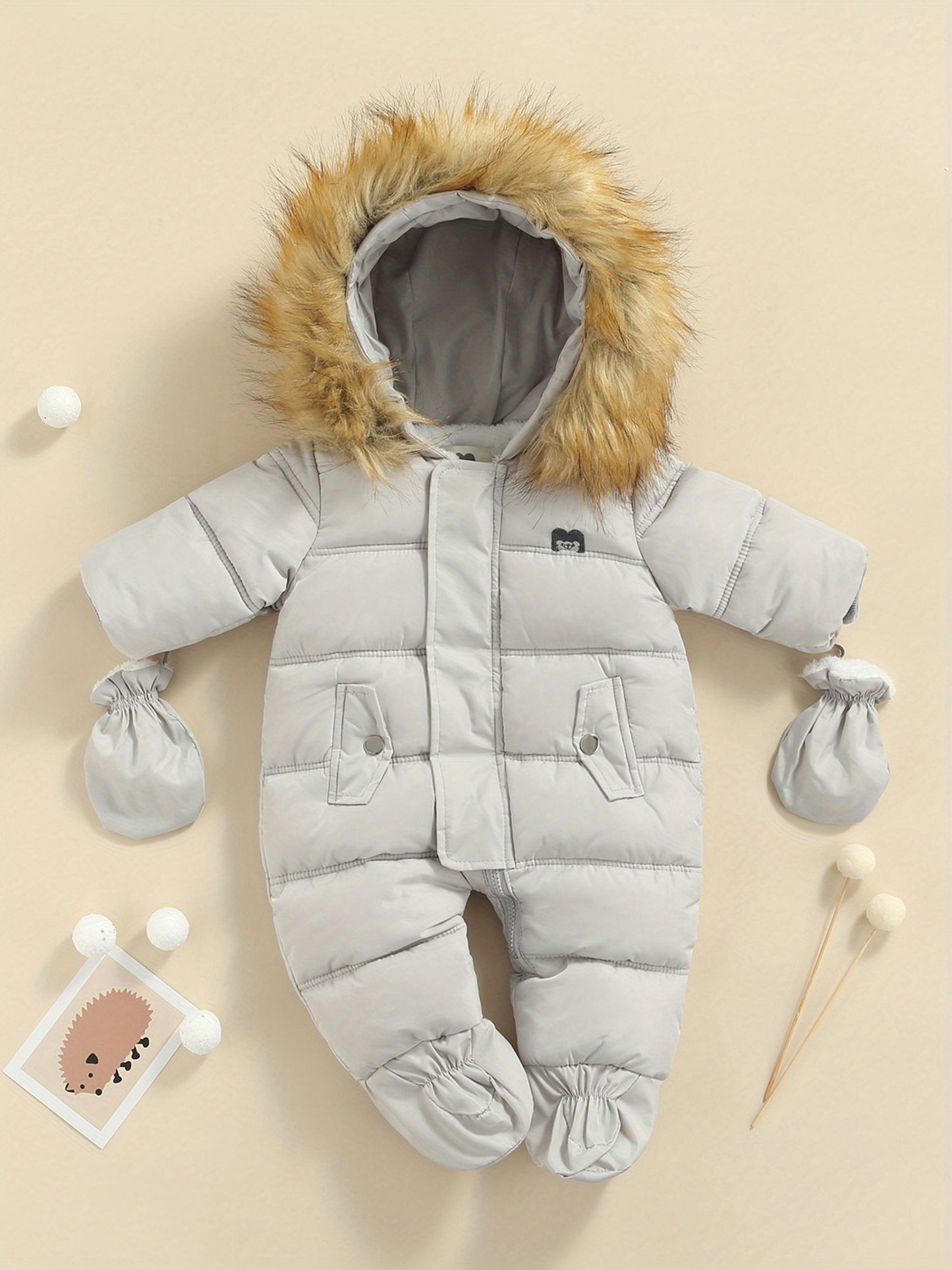 Baby Winter Snowsuit Hooded Puffer Romper Warm Footie Jacket