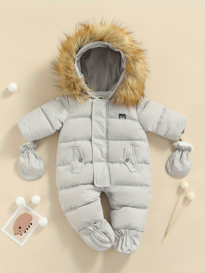 Baby Winter Snowsuit Hooded Puffer Romper Warm Footie Jacket