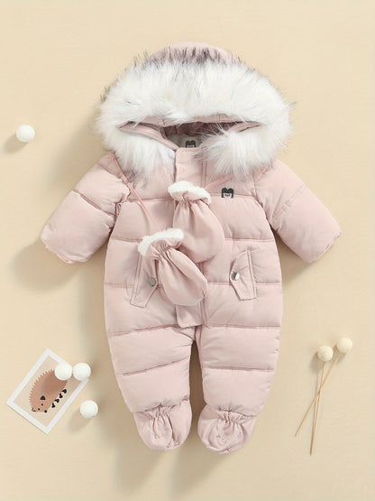 Baby Winter Snowsuit Hooded Puffer Romper Warm Footie Jacket