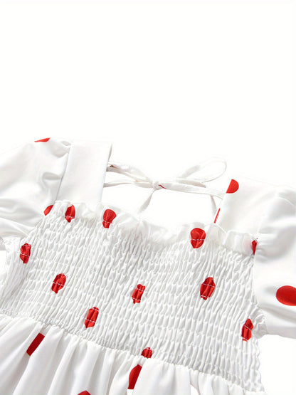 Baby & Toddler Girl Cotton Polka Dot Dress Short Sleeve Ruffled Hem Summer Dress