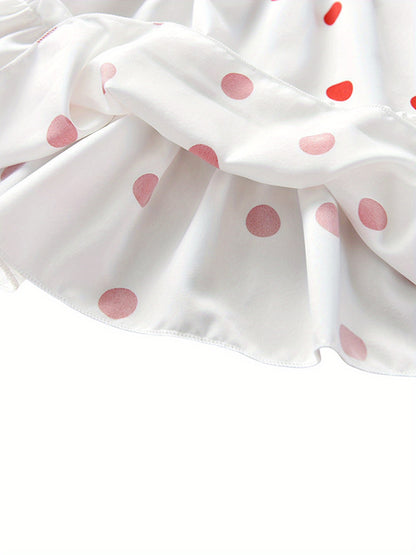 Baby & Toddler Girl Cotton Polka Dot Dress Short Sleeve Ruffled Hem Summer Dress