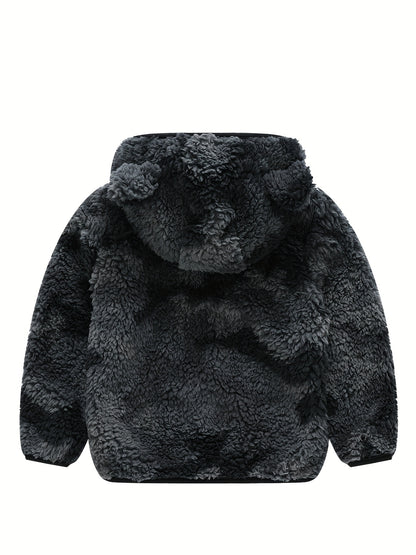 Hooded Plush Coat for Baby Boys
