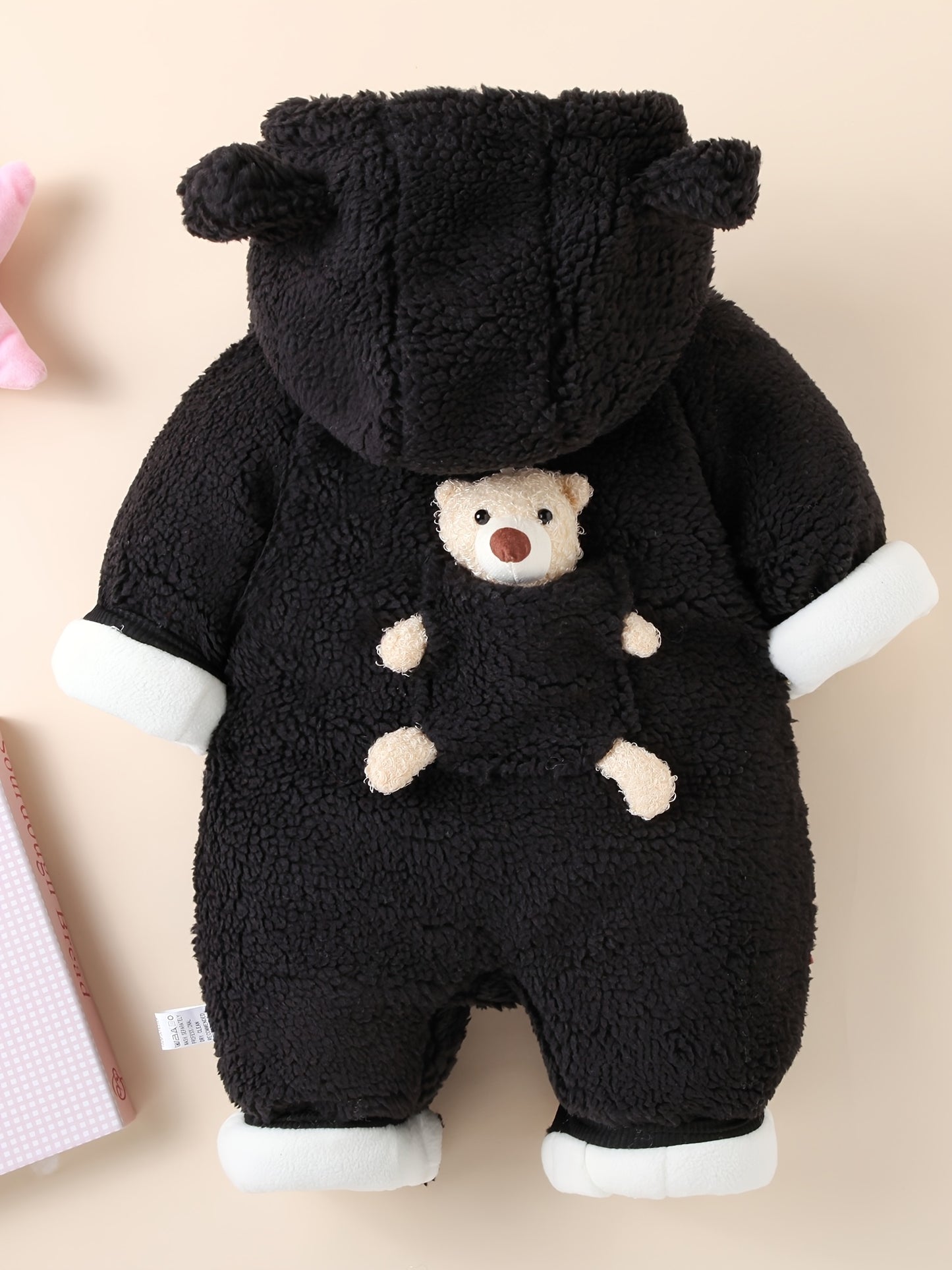Baby Winter Hooded Jumpsuit Bear Decor Newborn Warm Clothes for Boys & Girls