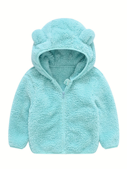 Hooded Plush Coat for Baby Boys