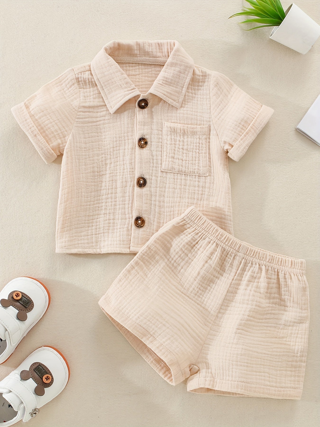 Baby Short Sleeve Cotton Muslin Outfit Comfy Summer Shorts Set