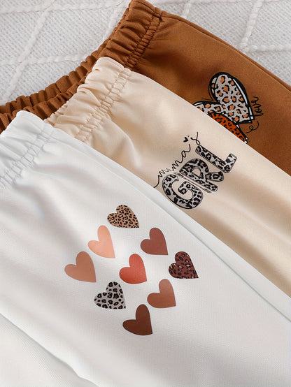 6-Piece Baby Girl Autumn Winter Outfit Leopard & Heart Print Pullover with Casual Pants