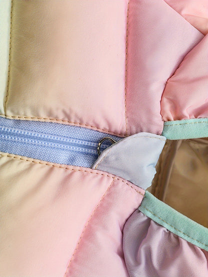 Baby Girls Rainbow Hooded Jacket Cotton-Padded Warm Winter Coat