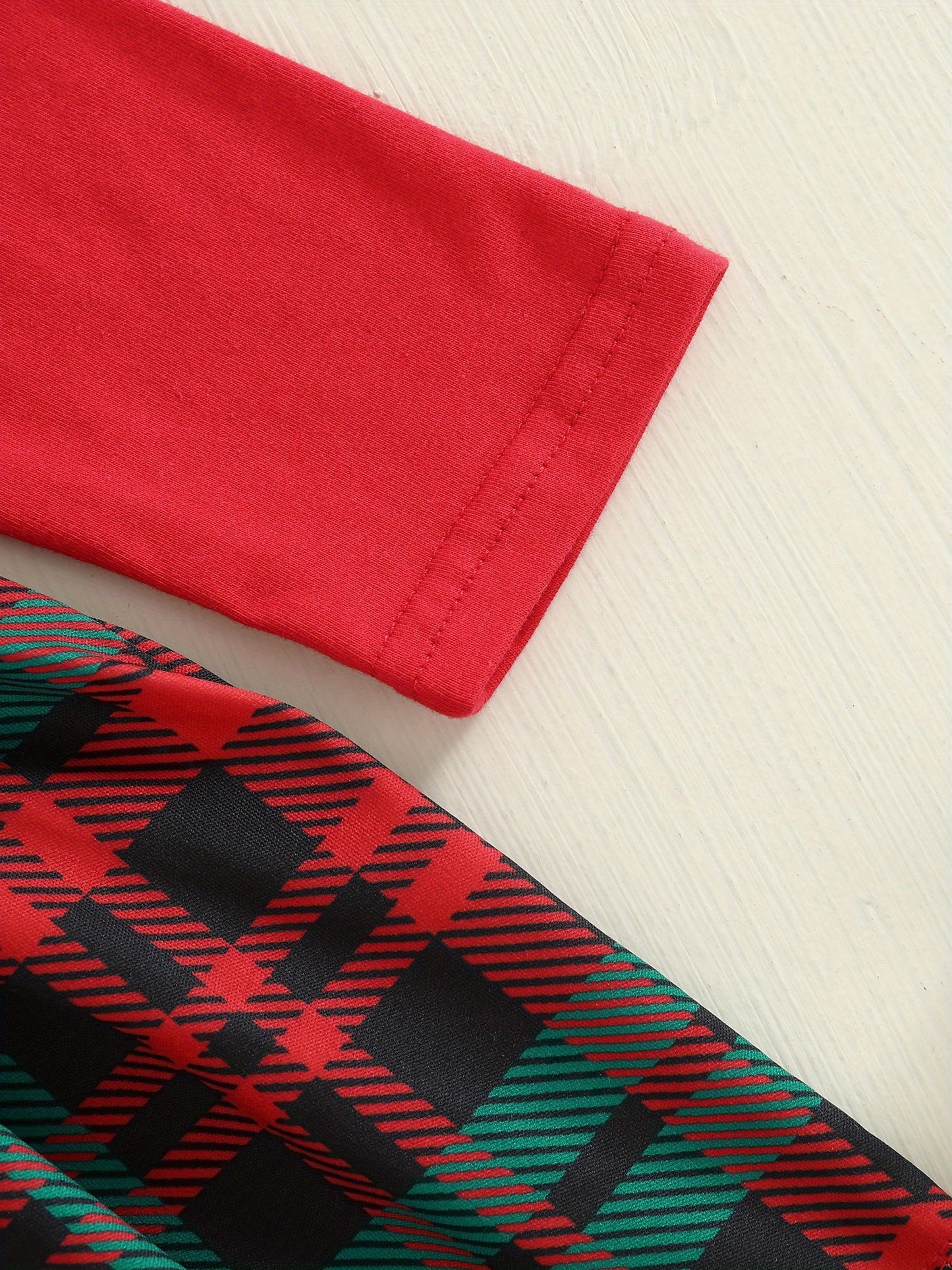 Baby Girl Christmas Dress with Santa Hat Plaid Skirt Long Sleeve A-Line Outfit