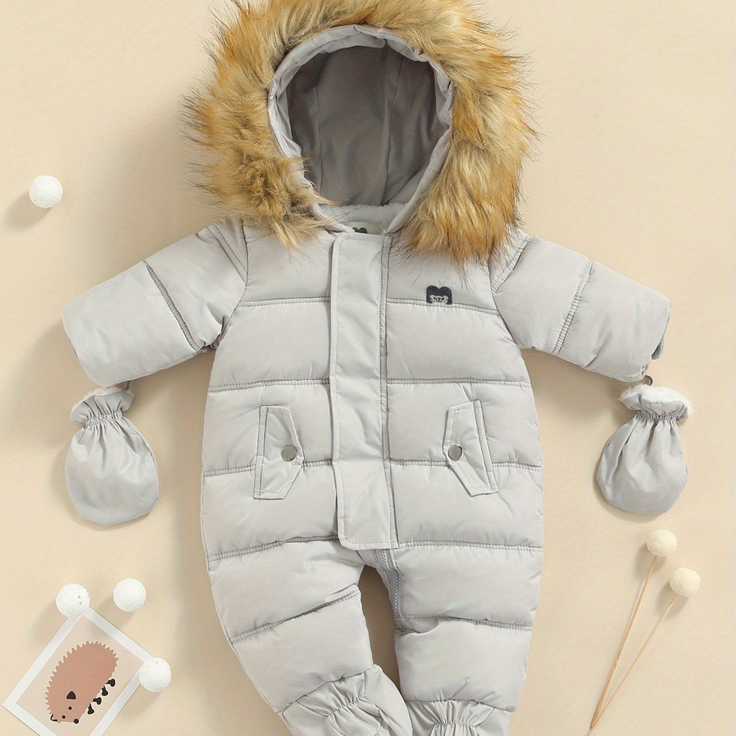 Baby Winter Snowsuit Hooded Puffer Romper Warm Footie Jacket