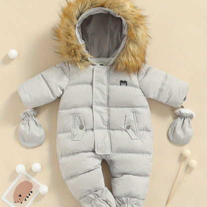 Baby Winter Snowsuit Hooded Puffer Romper Warm Footie Jacket