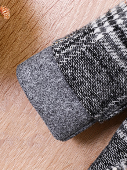 Baby Boy Plaid Tweed Coat with Hood Brown & Beige Check Fall/Winter Outerwear