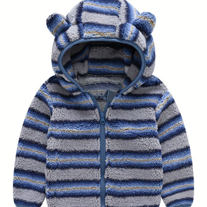 Hooded Plush Coat for Baby Boys
