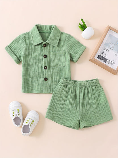 Baby Short Sleeve Cotton Muslin Outfit Comfy Summer Shorts Set