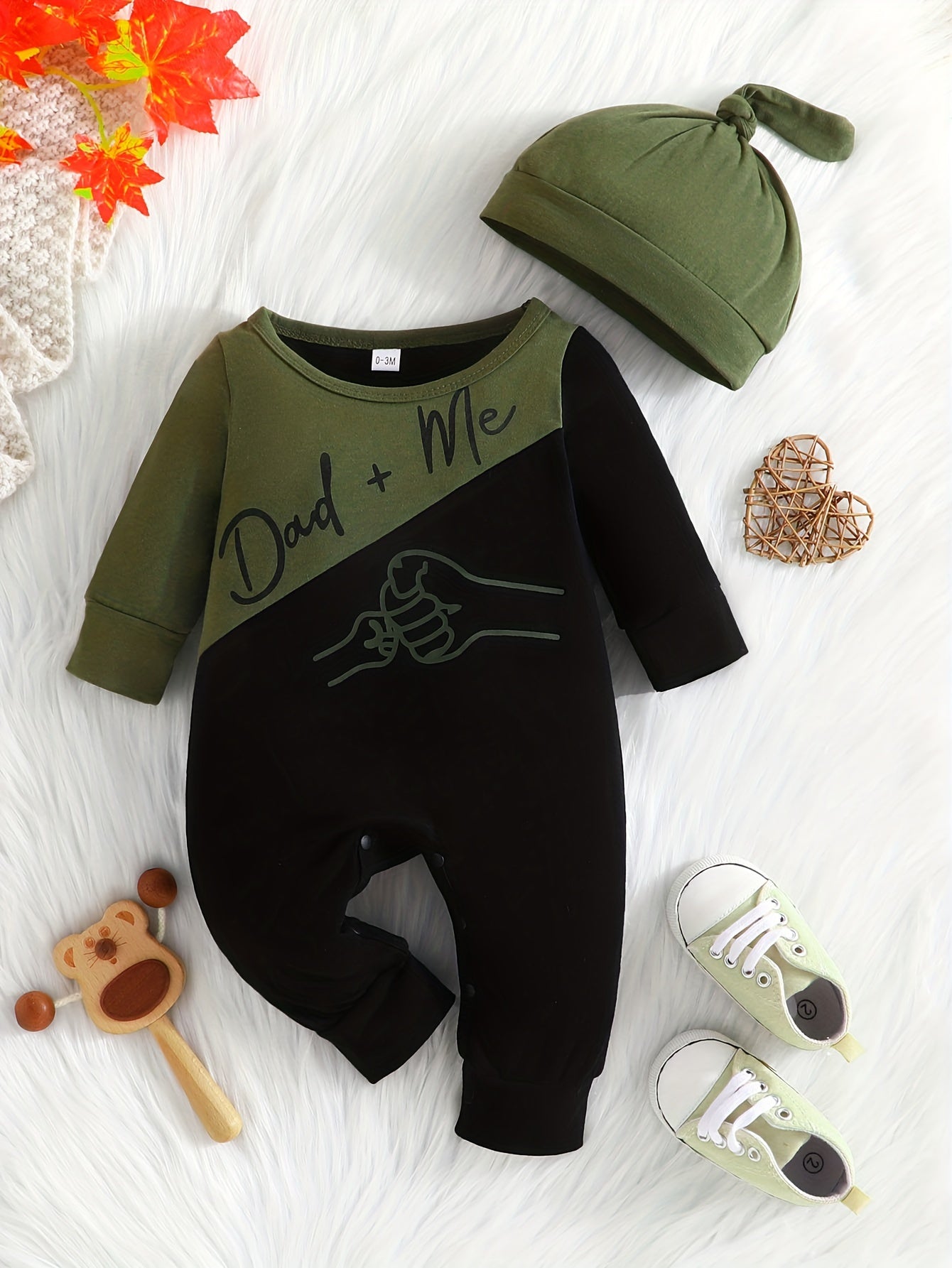 Baby Boy Color Block Hoodie & Trousers Set Daddy & Me Print